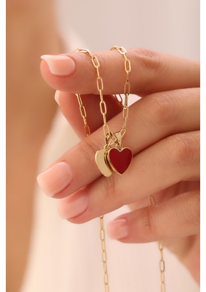 14 Ayar Altın Ataş Zincir Kalp Kolye modelleri