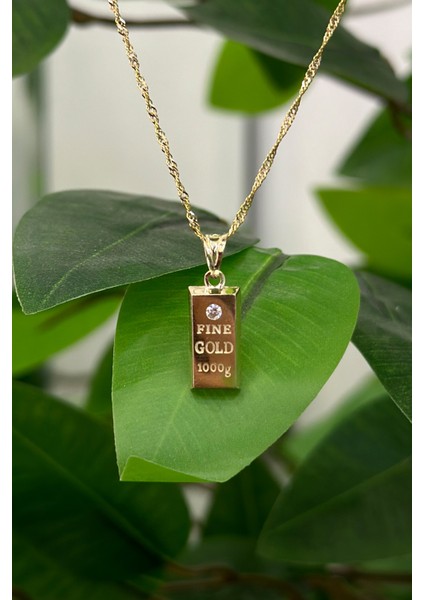 14 Ayar Altın Külçe Kolye