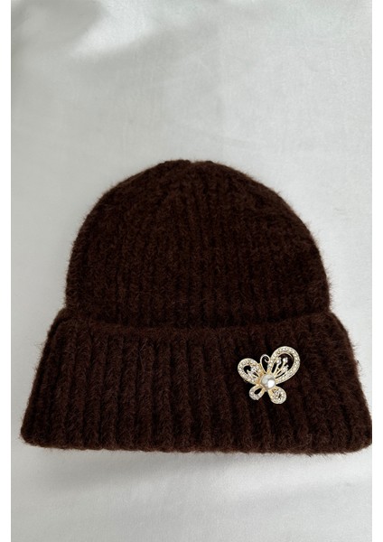 Broş Detay Çizgi Desen Katlamalı Şapka Bere fiyatları