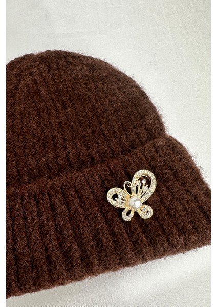 Broş Detay Çizgi Desen Katlamalı Şapka Bere modelleri