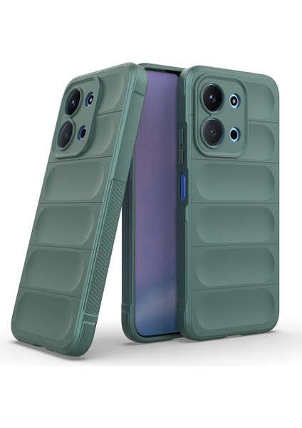 Xiaomi Redmi 15C 4G Kılıf Esnek TPU Oyuklu Arka Yüzey Tasarımlı Etnik Silikon Kapak Koyu Yeşil fiyatları