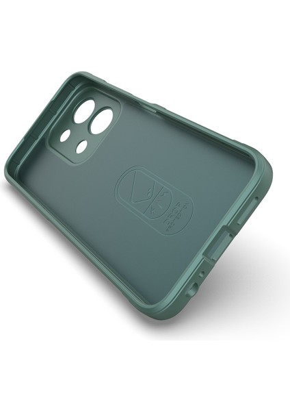 Xiaomi Redmi 15C 4G Kılıf Esnek TPU Oyuklu Arka Yüzey Tasarımlı Etnik Silikon Kapak Koyu Yeşil modelleri