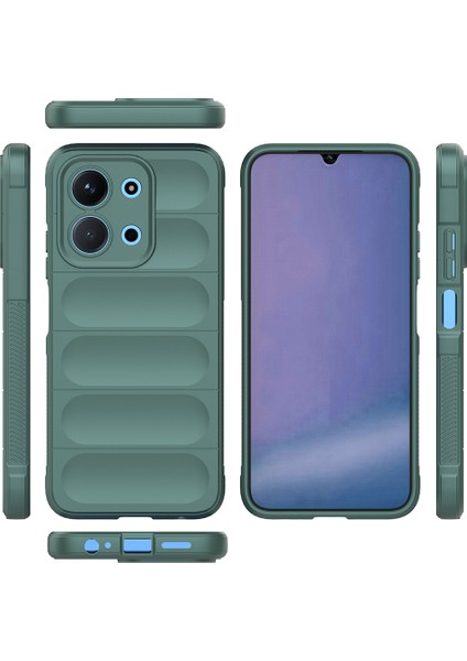 Xiaomi Redmi 15C 4G Kılıf Esnek TPU Oyuklu Arka Yüzey Tasarımlı Etnik Silikon Kapak Koyu Yeşil indirimleri