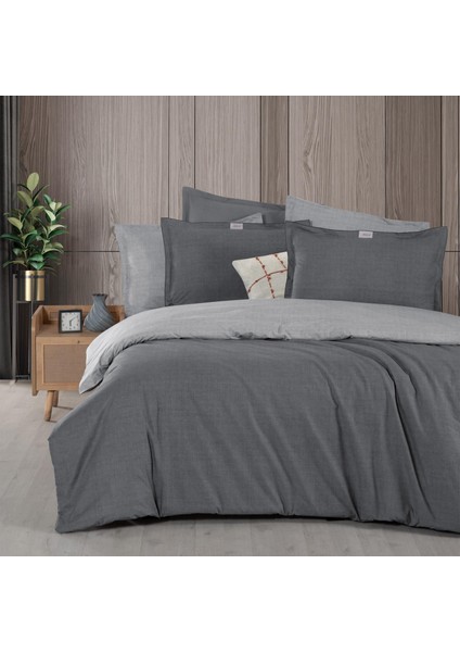 Solo Tone Çift Kişilik %100 Pamuk Nevresim Takımı Gri