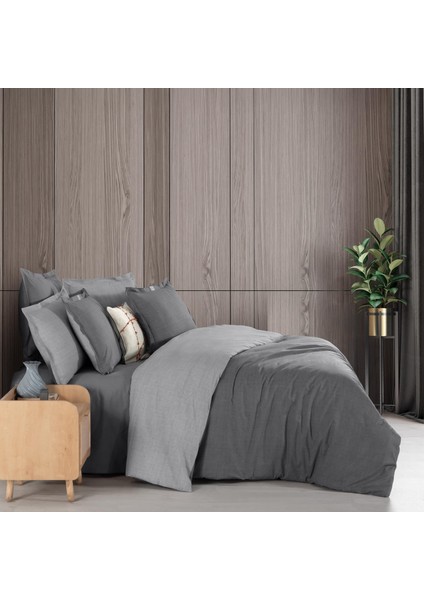 Solo Tone Çift Kişilik %100 Pamuk Nevresim Takımı Gri fiyatları