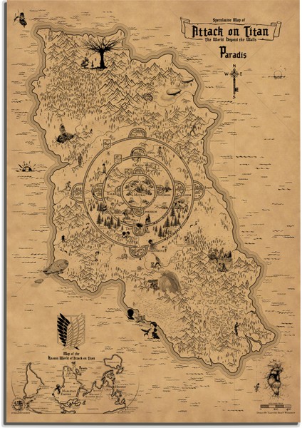 Attack On Titan Dünya Haritası 50*70CM, Spekülatif Paradis Haritası Poster fiyatları