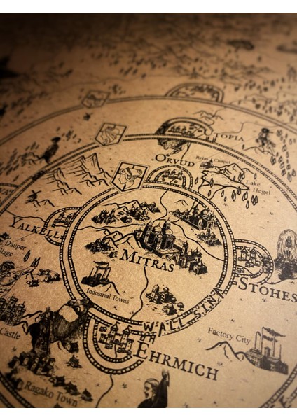 Attack On Titan Dünya Haritası 50*70CM, Spekülatif Paradis Haritası Poster