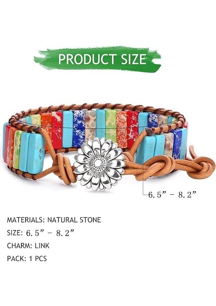 El Yapımı Renkli Doğal Taş Bileklik – Çiçek Motifli Düğme, Ayarlanabilir Deri Örgü Tasarım modelleri