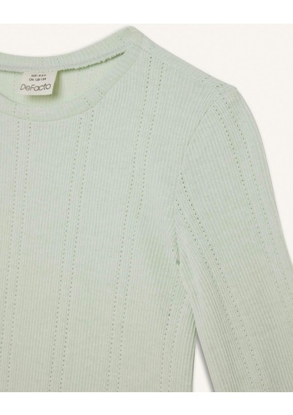 Kız Çocuk Slim Fit Dar Kesim Bisiklet Yaka Uzun Kollu Tişört D9234A825SP