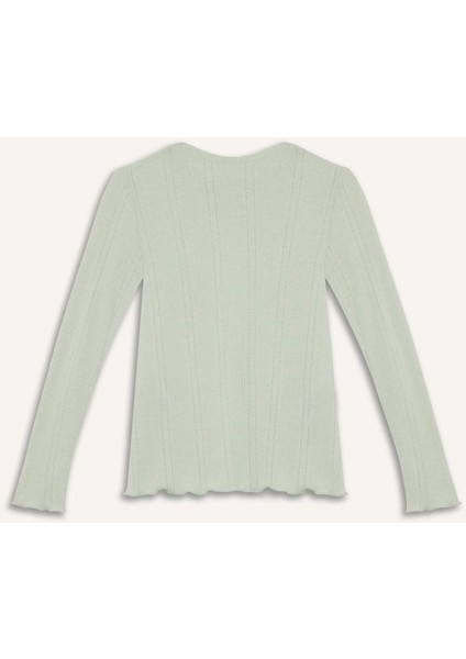 Kız Çocuk Slim Fit Dar Kesim Bisiklet Yaka Uzun Kollu Tişört D9234A825SP