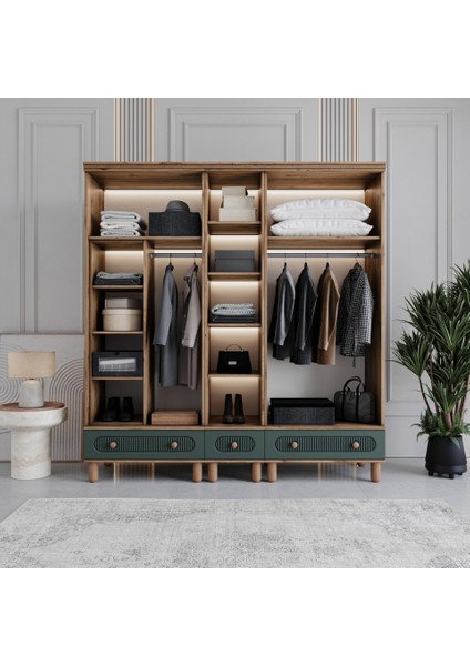 Sally 5 Kapaklı Aynalı Çekmeceli Mdf Gardırop modelleri