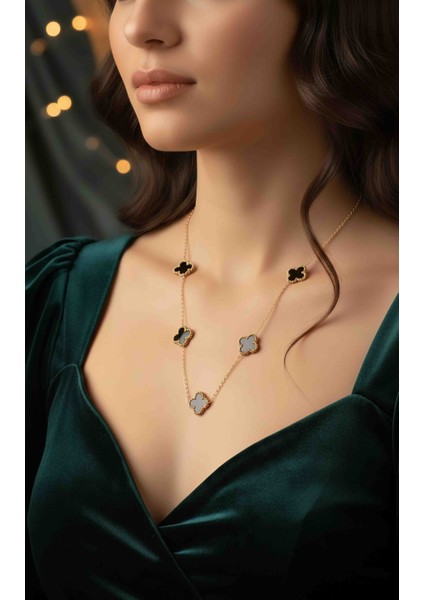 Zarif Dört Yapraklı Yonca Detaylı Çelik Kolye | Suya Dayanıklı Kararmaz Şıklık fiyatları