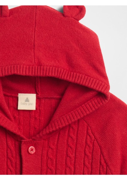 Bebek Kırmızı Cashsoft Cable Knit Tulum modelleri