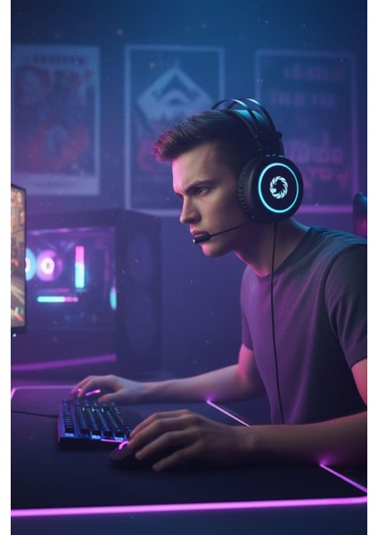 HG3500 7.1 USB RGB Siyah Surround Oyuncu Kulaklık+Mikrofon