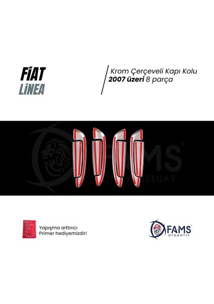 Fiat Linea Krom Kapı Kolu+Çerçeve 4 Kapı 8 Parça 2007> Paslanmaz Çelik modelleri