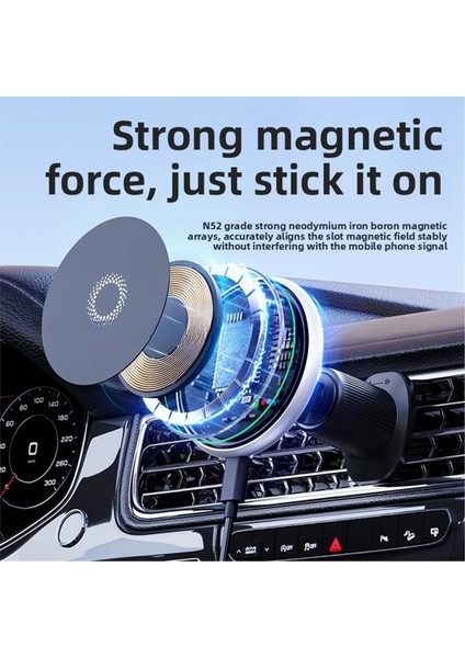 T50 Araç Manyetik Telefon Tutucu - Magsafe Için 15W Hızlı Kablosuz Şarj Cihazı Mıknatıslı Araç Montaj Hava Firar/gösterge Paneli Tutucu (Yurt Dışından) fiyatları