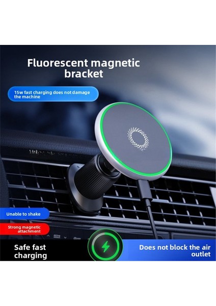 T50 Araç Manyetik Telefon Tutucu - Magsafe Için 15W Hızlı Kablosuz Şarj Cihazı Mıknatıslı Araç Montaj Hava Firar/gösterge Paneli Tutucu (Yurt Dışından) modelleri