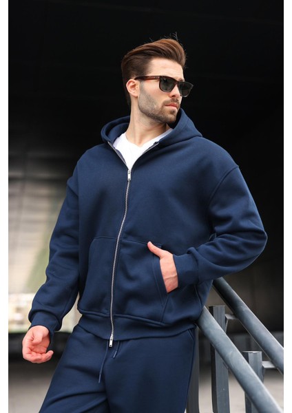 Lacivert Çift Fermuarlı Kapüşonlu Eşofman Takımı E7345 fiyatları