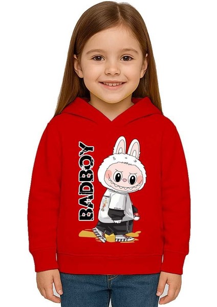 Unisex Baskılı Çocuk Swaetshirt Labubu Baskılı Kapüşonlu 3 Iplik Şardonlu fiyatları