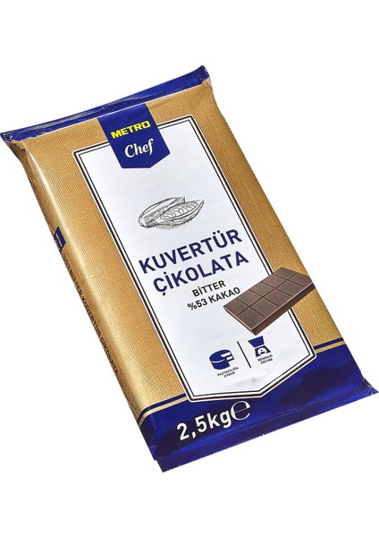 Kuvertür Çikolata %53 Bitter - 2,5 kg