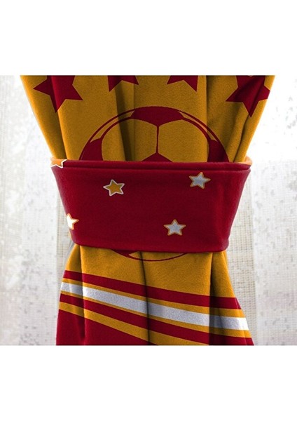 Sarı Kırmızı Taraftar Çift Kanatlı Çocuk Odası Fon Perde fiyatları