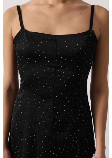 Askılı Mini Elbise Taş Detaylı Ince Askılı fırsatları