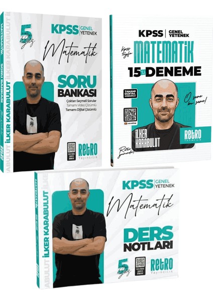 2026 Kpss Gygk Retro Yayınları Matematik Soru Bankası + Matematik Ders Notları + Matematik 15 Deneme Seti Ilker Karabulut