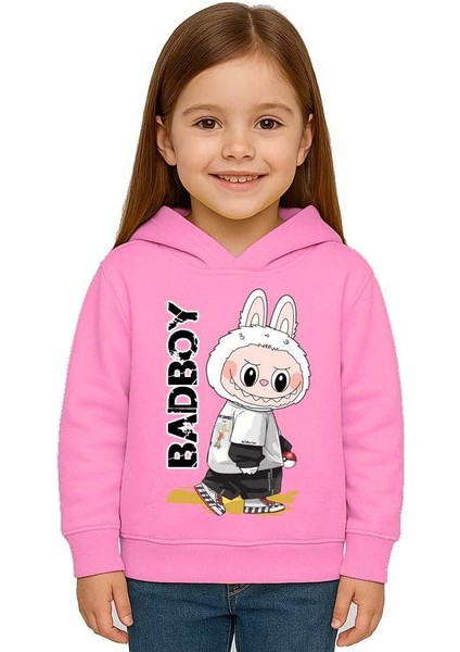 Unisex Baskılı Çocuk Swaetshirt Labubu Baskılı Kapüşonlu 3 Iplik Şardonlu fiyatları