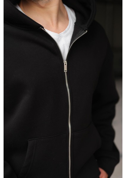 Siyah Çift Fermuarlı Kapüşonlu Eşofman Takımı E7345 indirimleri