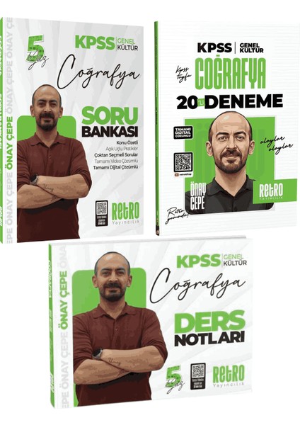 2026 Kpss Gygk Retro Yayınları Coğrafya Soru Bankası + Coğrafya Ders Notları + Coğrafya 20 Deneme Seti Önay Çepe
