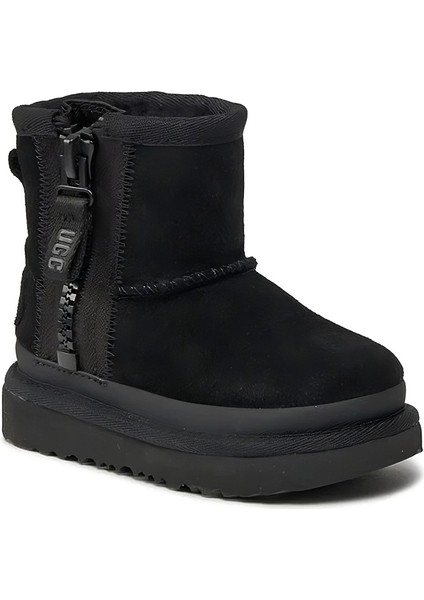 Mini Fermuarlı Logo Çocuk Botu – Siyah