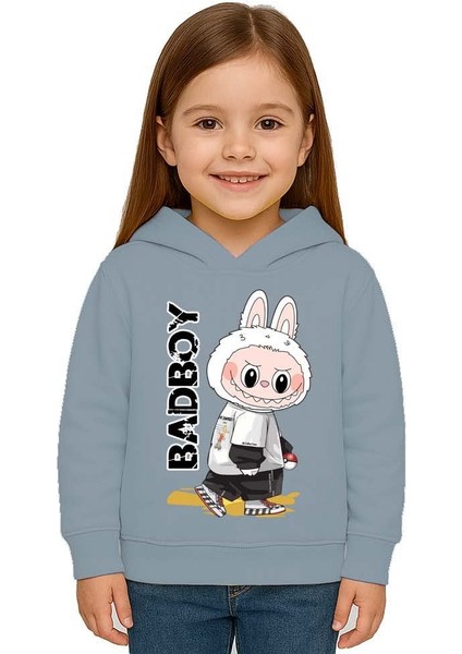 Unisex Baskılı Çocuk Swaetshirt Labubu Baskılı Kapüşonlu 3 Iplik Şardonlu fiyatları