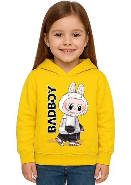 Unisex Baskılı Çocuk Swaetshirt Labubu Baskılı Kapüşonlu 3 Iplik Şardonlu fiyatları