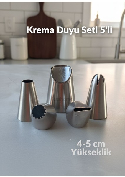 Büyük Boy 5’li Yaprak Uçlu Krema Duy Seti - Profiterol, Ekler,cupcake Süsleme Paslanmaz Set-2 fiyatları
