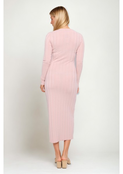 V Yaka Uzun Kol Fitilli Elbise fırsatları