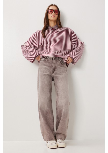 Düz Paça Yüksek Bel Jean LRI0031 Açık Kahverengi