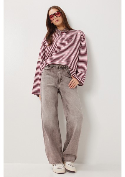 Düz Paça Yüksek Bel Jean LRI0031 Açık Kahverengi fiyatları