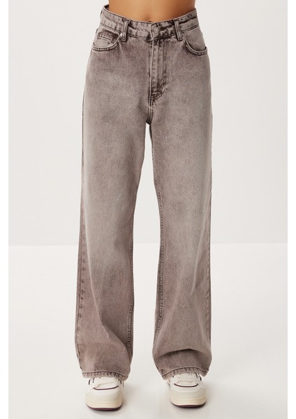 Düz Paça Yüksek Bel Jean LRI0031 Açık Kahverengi indirimleri