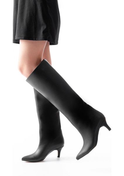 ZERİN-2025 Siyah Premium Ince Topuklu Günlük Kadın Çizme fırsatları