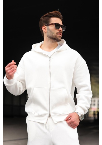 Ekru Çift Fermuarlı Kapüşonlu Eşofman Takımı E7345 fiyatları