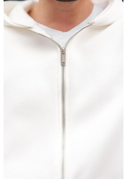 Ekru Çift Fermuarlı Kapüşonlu Eşofman Takımı E7345 modelleri