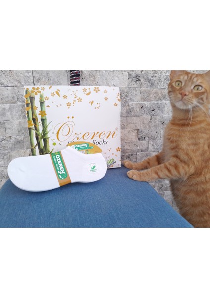 Erkek 6' Lı Beyaz Bambu Babet Çorap