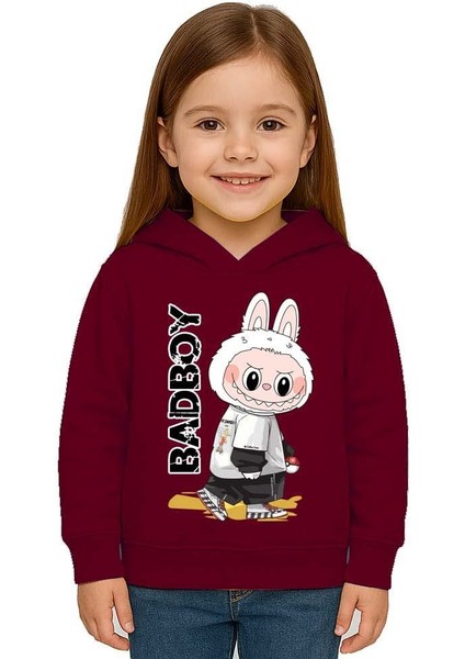 Unisex Baskılı Çocuk Swaetshirt Labubu Baskılı Kapüşonlu 3 Iplik Şardonlu fiyatları