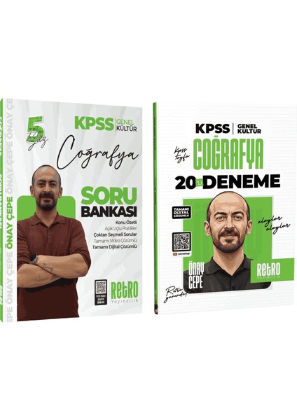 2026 Kpss Gygk Retro Yayınları Coğrafya Soru Bankası ve Coğrafya 20 Deneme Seti Önay Çepe