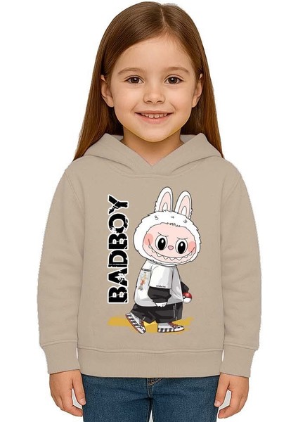 Unisex Baskılı Çocuk Swaetshirt Labubu Baskılı Kapüşonlu 3 Iplik Şardonlu fiyatları