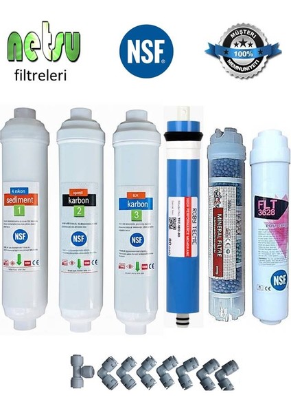 -NSF-Mineralli Kapalı Kasa Su Arıtma Cihazı Filtresi,6 Li Filtre Seti