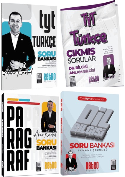 2026 Tyt Türkçe Soru Bankası + Türkçe Çıkmış Sorular + Paragraf Soru Bankası + Dil Bilgisi Soru Bankası Aker Kartal Retro Yayınları