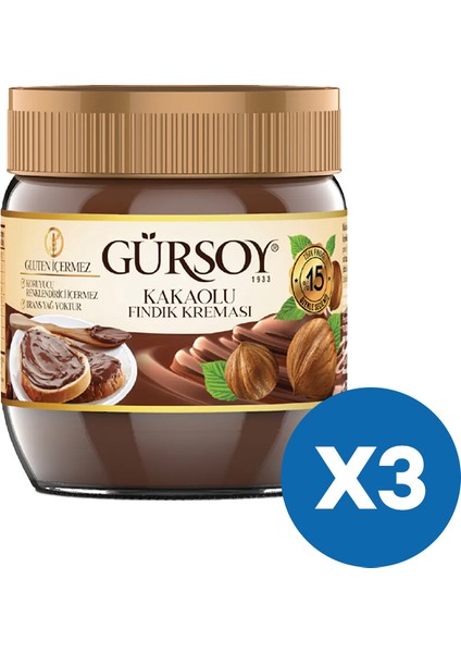 Kakaolu Fındık Kreması 400 G (3'lü Paket)