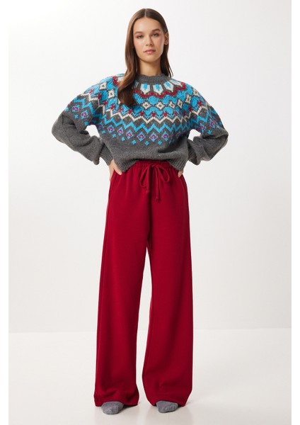 Çok Yumuşak Dokulu Selanik Eşofman Altı LUB0063 Vişne