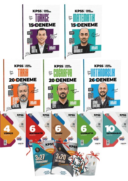2026 Kpss Gygk Retro Yayınları Türkçe Matematik Tarih Coğrafya Vatandaşlık Deneme Seti ve 7li Branş Deneme Seti Toplam 134 Deneme
